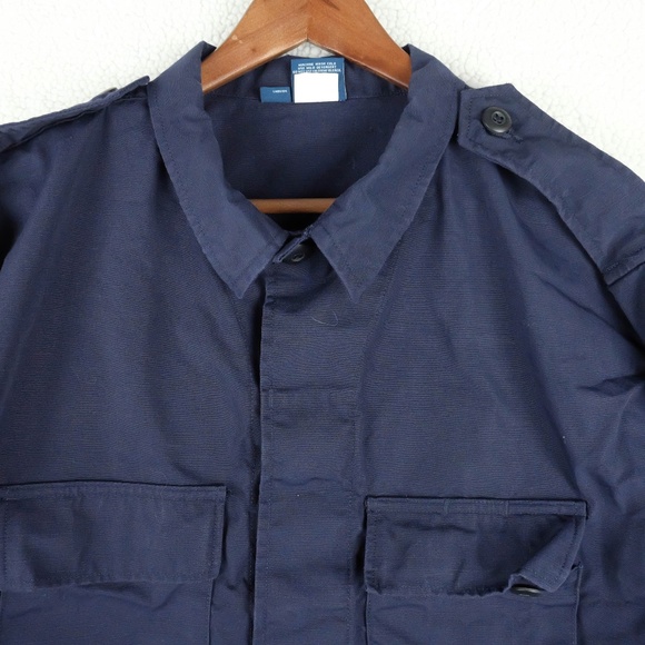 Propper Button Up Shirt Mens Extra Large Navy Blue Rip Stop Long Sleeve Workwear - Picture 2 of 10